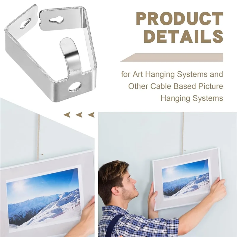 B97A-20 Pack Adjustable Picture Hanging Hook Rail Hanger Hooks For Art Hanging Systems And Other Picture Display Systems