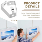 B97A-20 Pack Adjustable Picture Hanging Hook Rail Hanger Hooks For Art Hanging Systems And Other Picture Display Systems