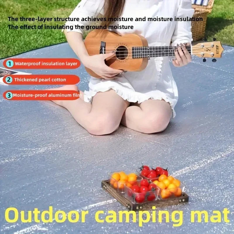 Camping Mat Foam Foil Blanket Aluminum Insulation Foam Foil Mat Sleeping Pad Thermal Outdoor Tent Footprint Reflecting Heat