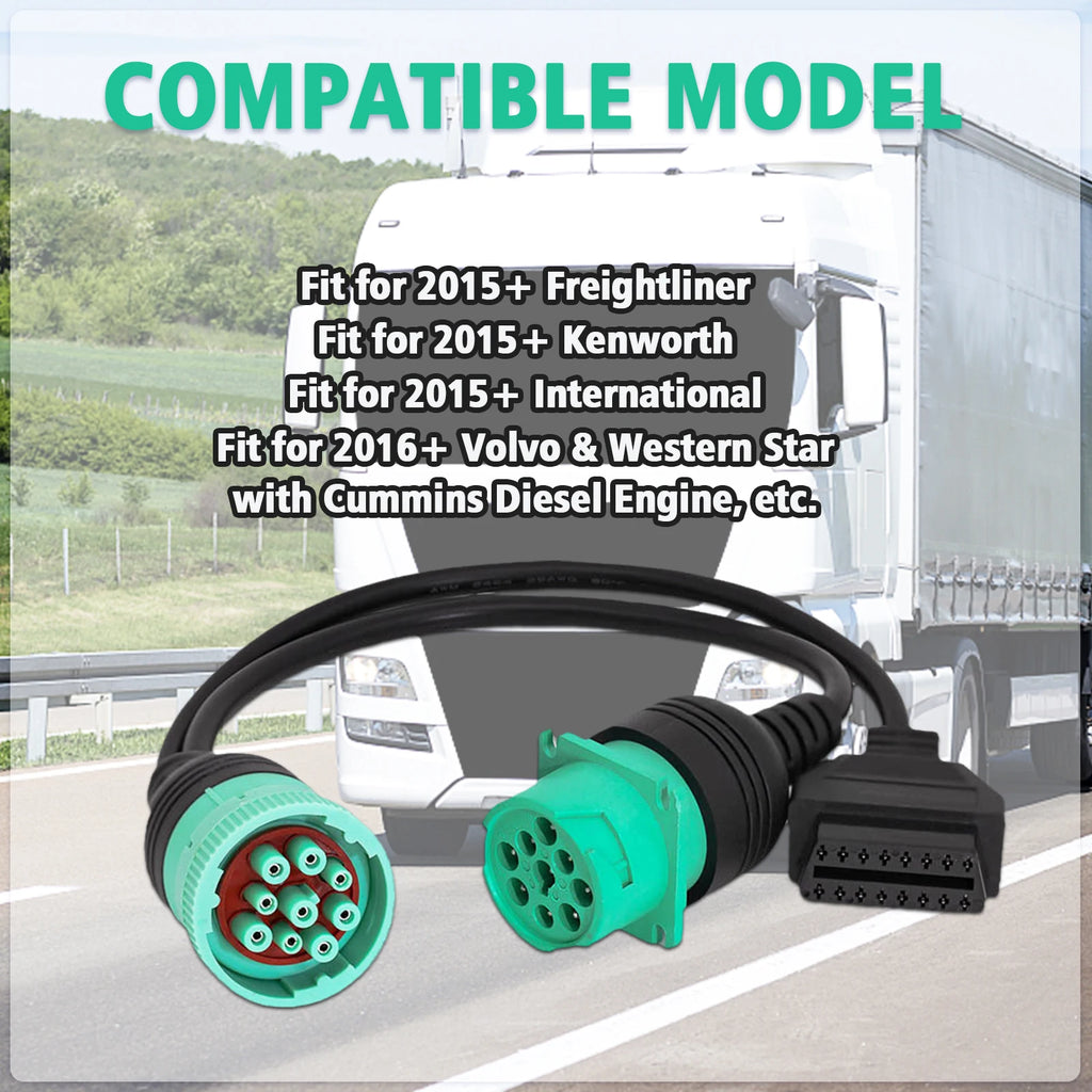 J1708 J1939 OBD Connector For Cummins 6Pin 9Pin to OBD2 OBDII Diagnostic Cable For Volvo/VW/Deutsch/Freightliner/Kenworth Trucks