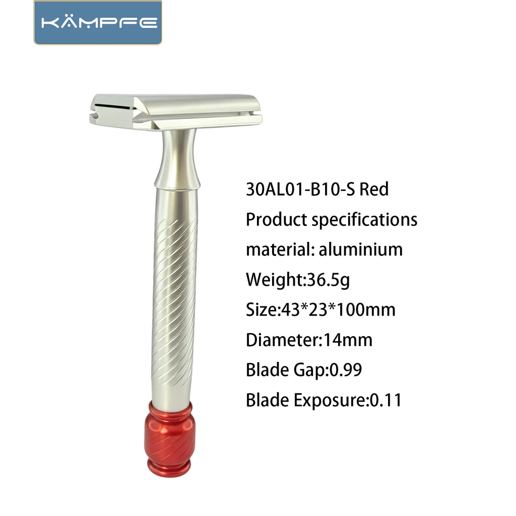 KAMPFE Traditional CNC Aluminum Metal Safety 30° Fixed Angle Razor Double Edge Manual Shaver for Close Shave Razor