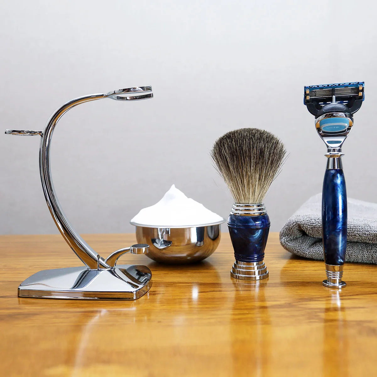 iRAZOR Royalblue 5-Layer Fusion Safety Razor Shaving Kit - Barber Tool Accessories Unique Father's Day Gift for Men