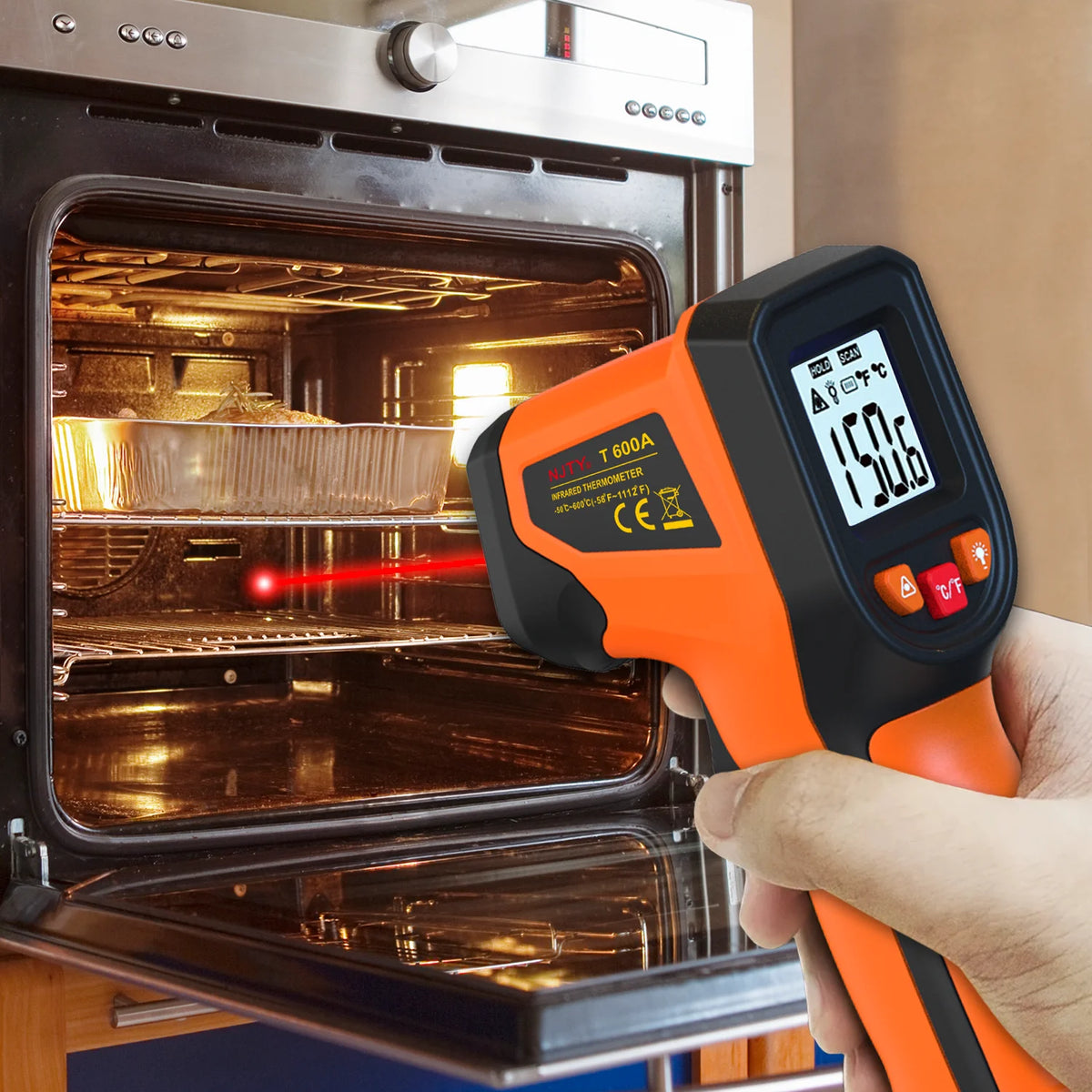 NJTY T600 T600A Digital Infrared Thermometer Gun -58°F to 1112°F (-50℃ to 600℃) Professional Industrial Laser Temperature Gun