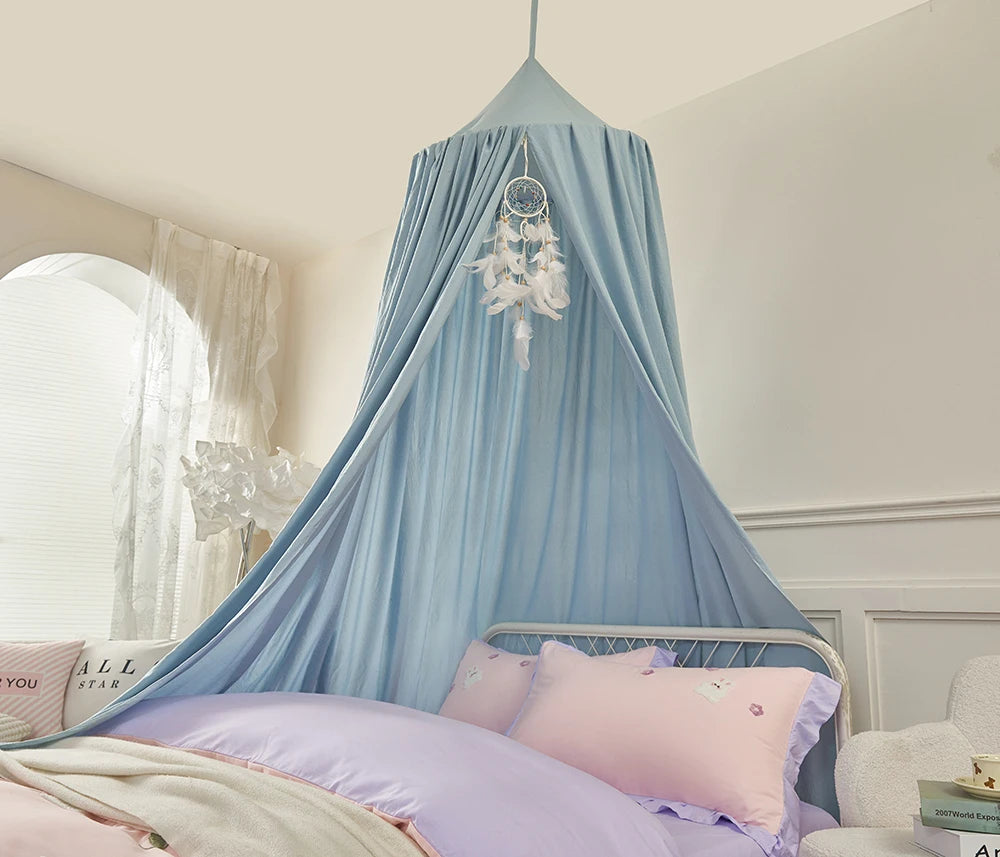 Battilo Kids Bed Mosquito Net Bed Canopy for Boys & Girls Room Bed Curtain for Child Crib Children Tent Hanging Round Play Tent