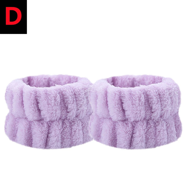 4/2PCS Wrist Washband Microfiber Wrist Wash Towel Band Wristband Scrunchies Wash Face Absorbent Wrist Sweatband Women Headband