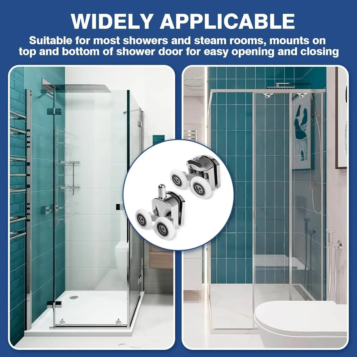 23mm Shower Door Rollers Zinc Alloy Shower Door Wheels Curved Shower Rollers with Anti-Collision Block Bathroom Door Accessories