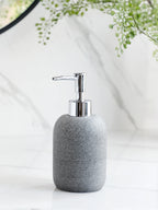 5Pcs athroom Accessories set  Lotion Dispenser Toothbrush Holder Tray Tumbler Cup Soap Dish Beige and Grey