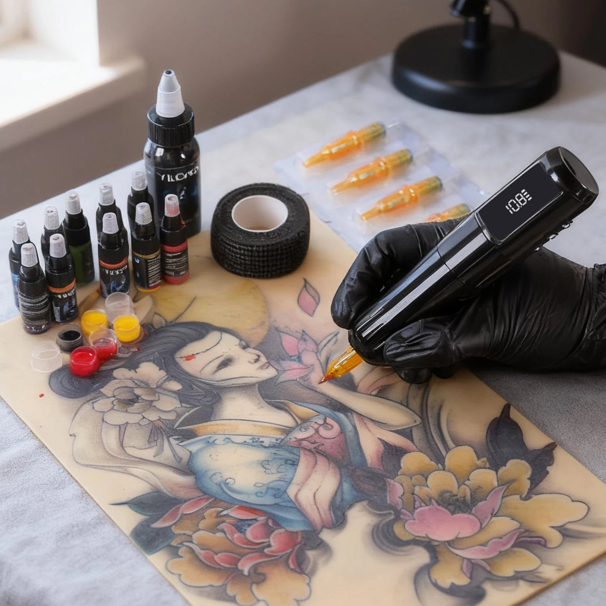 Yilong Wireless Tattoo Machine Rotaty Pen Kit  Custom Motor 1600mAh High-Capacity Battery For Permanent Makeup Tattoo Gun Kit