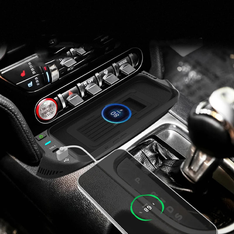For Ford Mustang 2015 2016 2017 2018 2019 2020 2021 15w fast phone charger car wireless charger charging pad charging holder