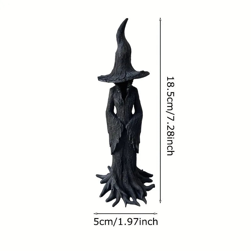 Dark Style Halloween Witch Statue Resin Desktop Ornament Retro Gothic Horror Decor Home Party Decoration Collectible Figurine