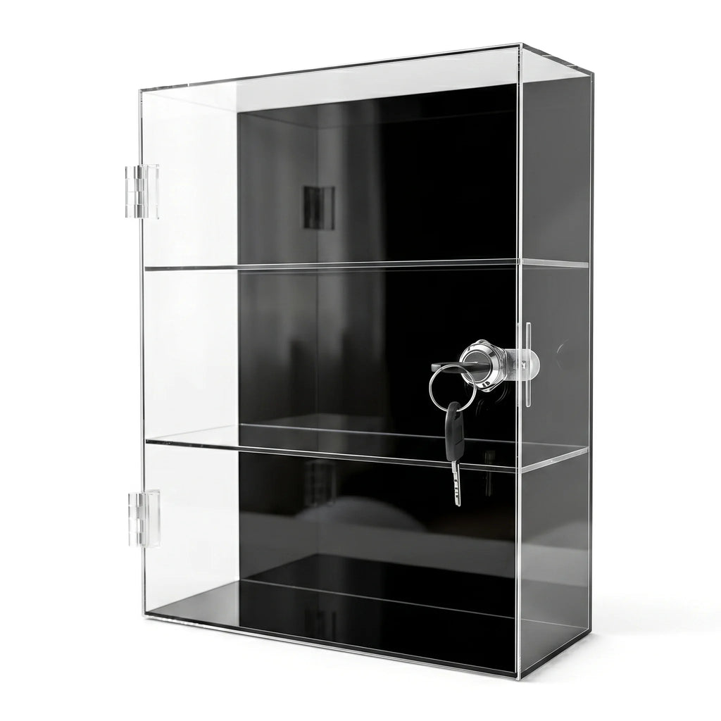 Acrylic storage cabinet used for locking cosmetics and perfume lipstick small items is handmade, dust-proof, anti loss
