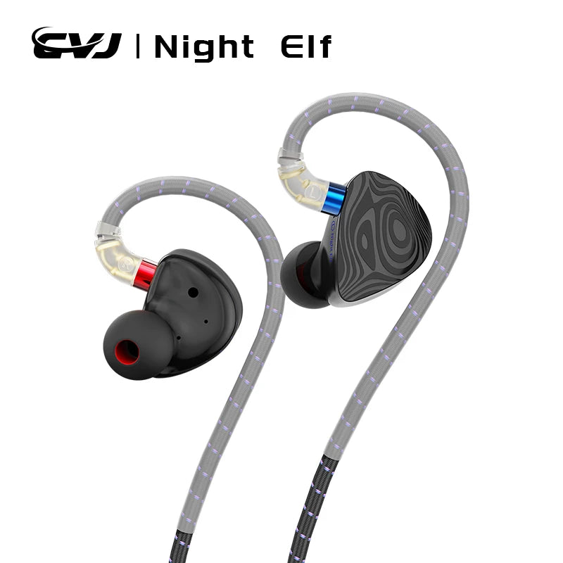CVJ Nightelf In Ear Earphones 3 DD Dual-Channel Three-unit 3.5mm Metal plug Earphone with silver-plated wire  Headphones Yukimi