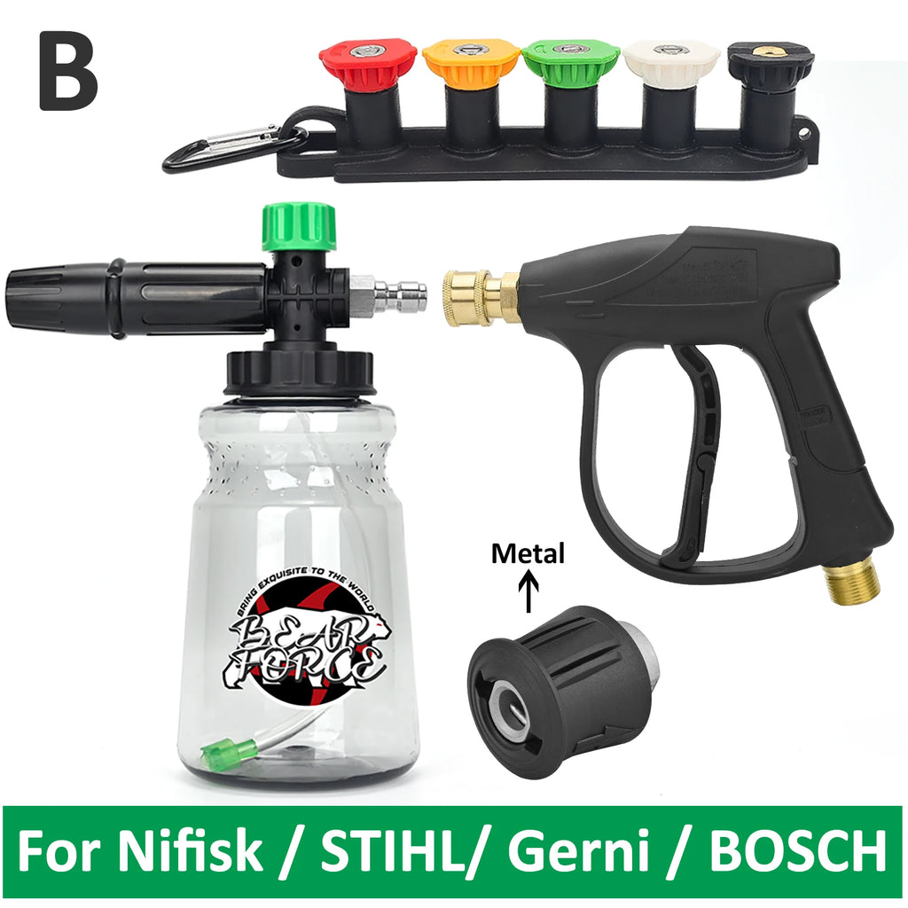 Pressure Washer Water Gun Kit for Car Cleaning Hose Connector For Karcher Nilfisk Parkside Bosch Quick Connector Nozzles