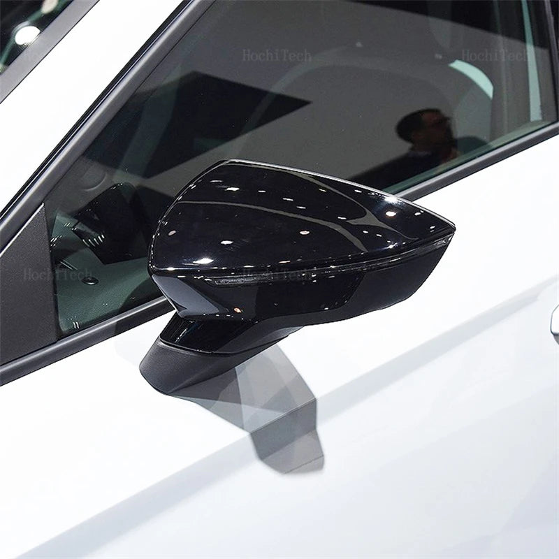 Gloss Black Mirror Cap for Seat Leon Lion 5F III Ibiza 6F V KJ1 Arona KJ7 Carbon LookCar Side Rearview Mirror Cover Accessories