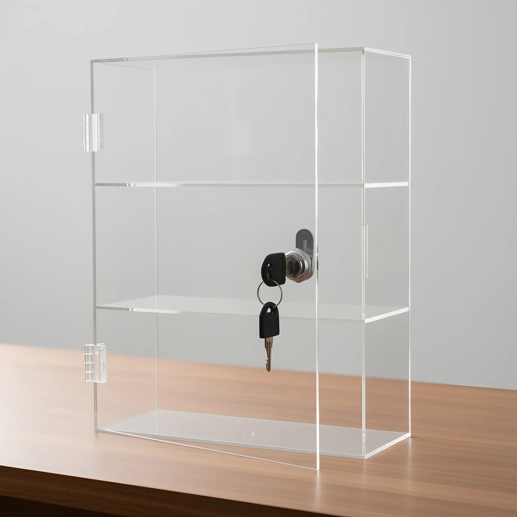 Acrylic storage cabinet used for locking cosmetics and perfume lipstick small items is handmade, dust-proof, anti loss