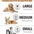 Pet Nail Clippers, Quiet Pet Nail Grinder with 2 LED Lights for Large Medium Small Puppy Dogs and Cats, Pet Nail Grooming Tool