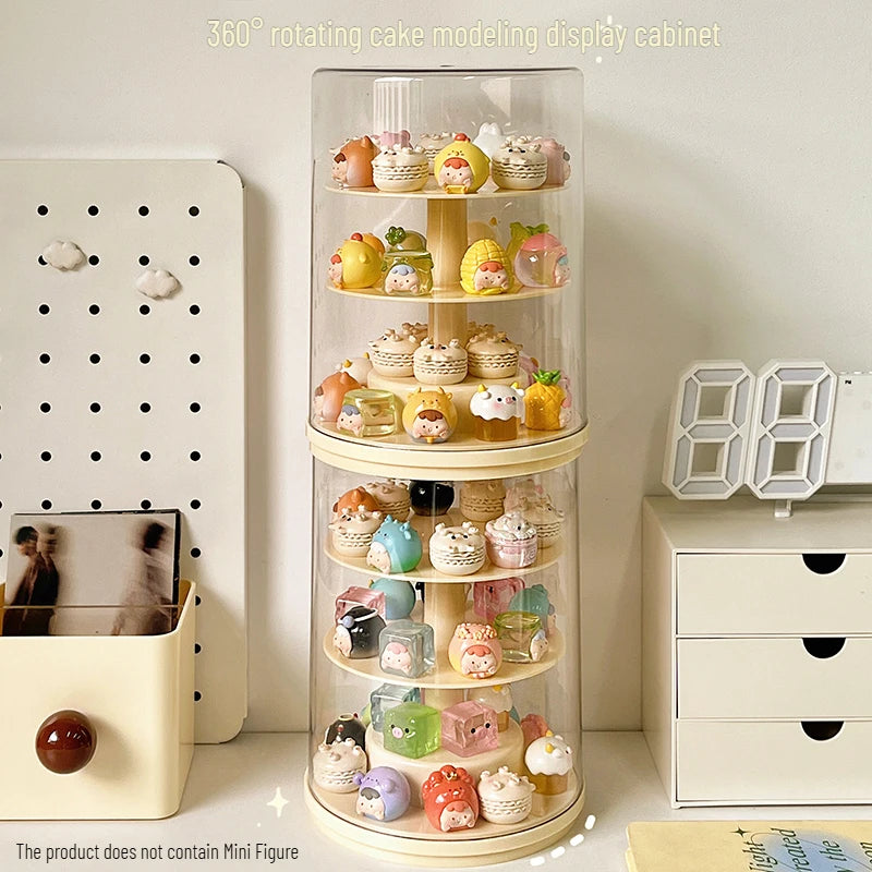 Rotating Display Cabinet for Figures Acrylic Transparent Mini Figure Display Case Stackable Organizer for Collectibles Blind Box