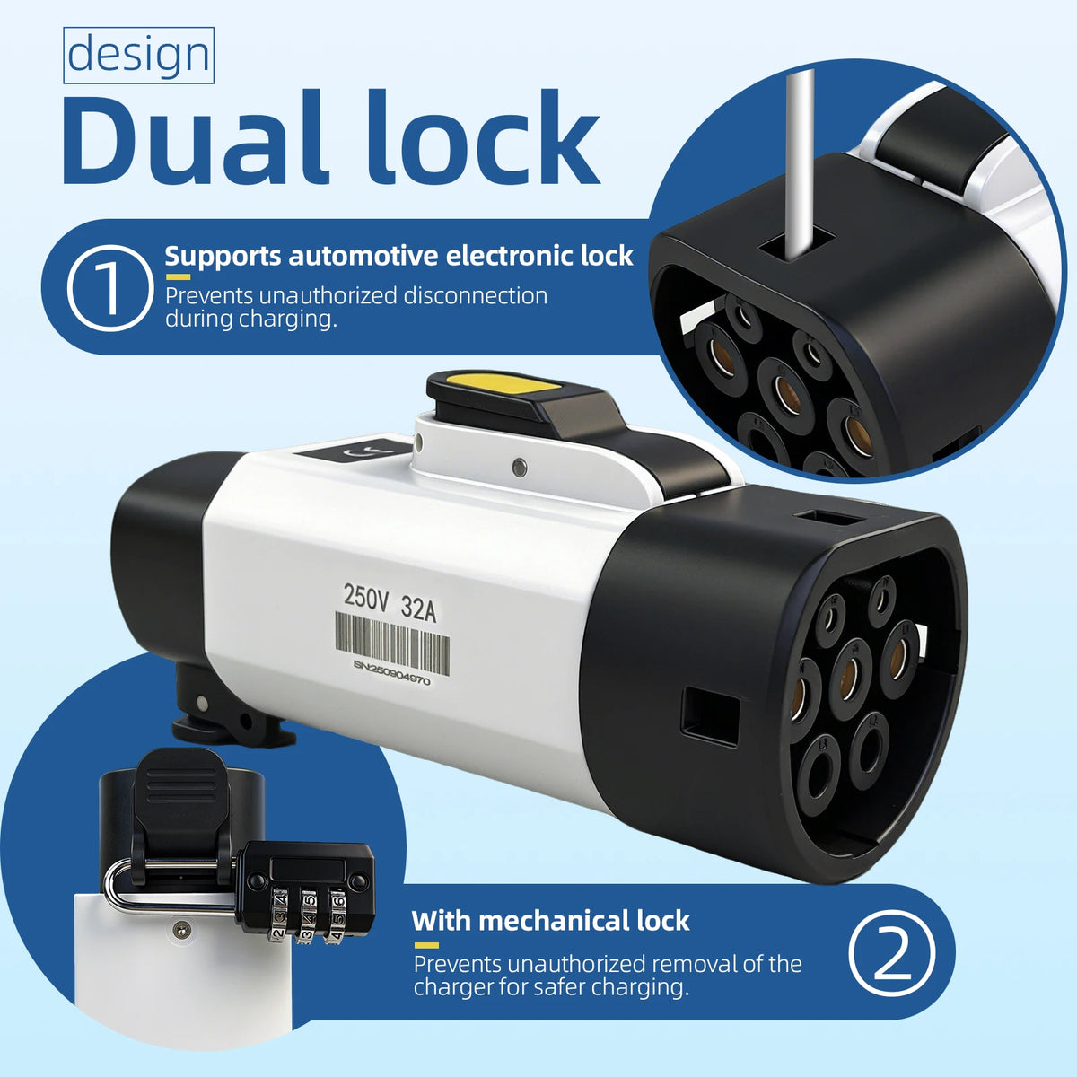 EVqiaoyi NACS to Type2 EV Adapter 32A 7KW from Tesla Pile to Type2 EV Charging Converter for EU Standard Cars