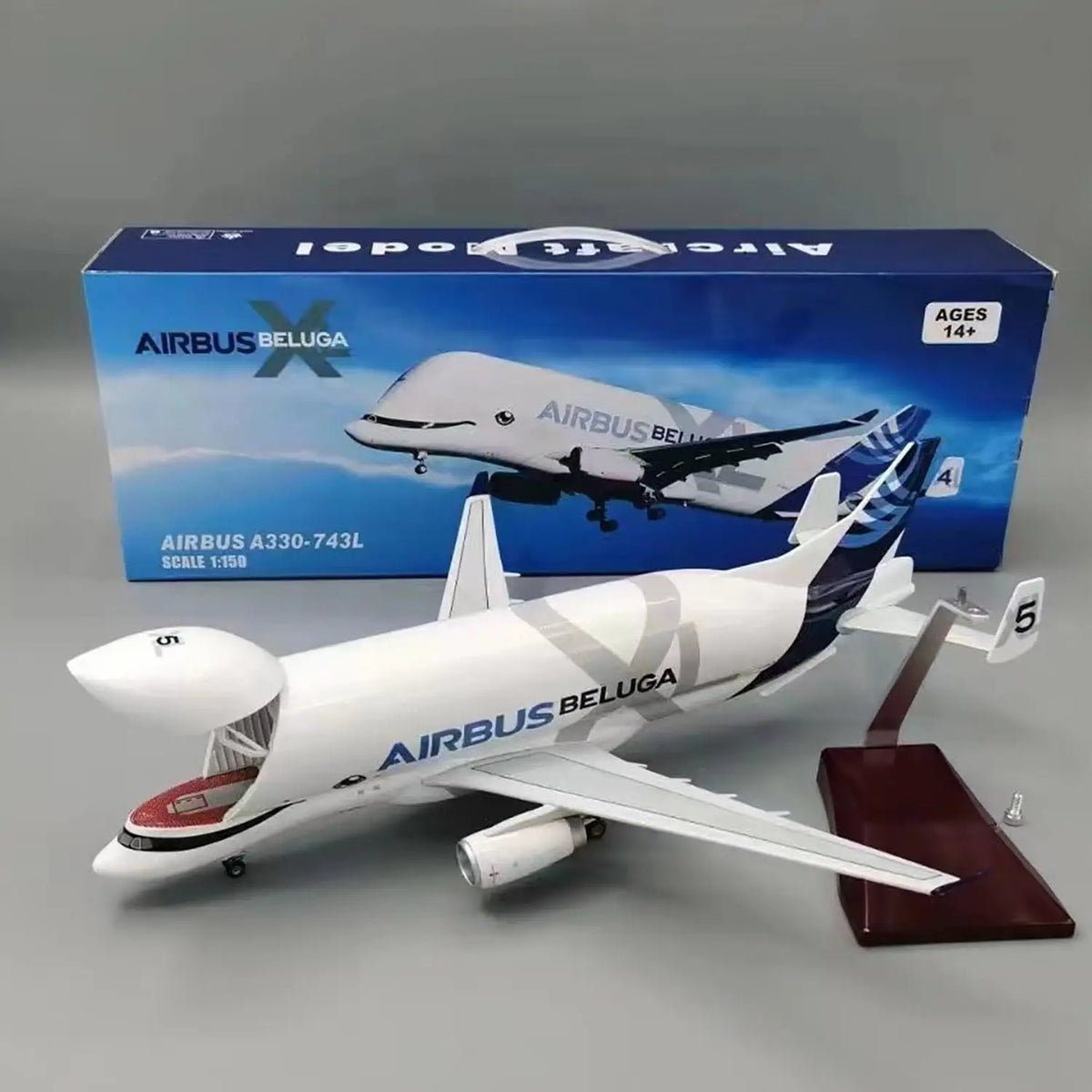 A330 Beluga Airways Airplane 42cm/20cm 1:150 Scale Diecast Resin Aircraft Metal Model Jet Openable Cargo Bay With Base Display