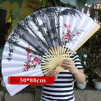 50x88cm Folding Bamboo Fan Large Big Hand Classical Wall Mount Fan Living Room Decor Plum Fans Chinese Decoration Wedding Gifts