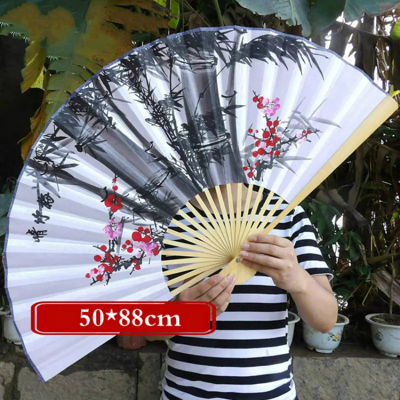 50x88cm Folding Bamboo Fan Large Big Hand Classical Wall Mount Fan Living Room Decor Plum Fans Chinese Decoration Wedding Gifts