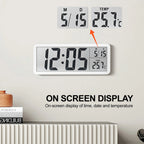 Digital Wall Clock Electronic Wall Mounted LCD Disply Clocks Multifunctional Temperature and Time Week Display Battery Powered