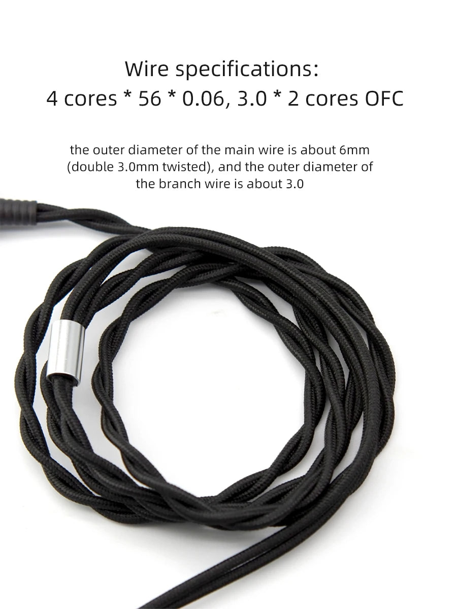 FAAEAL Replacement Cable 3.5/2.5/4.4mm Upgrade Wire For Hifiman SUNDARA Ananda HE4XX HE400SE Denon AH-D600 SONY MDR Z1R Headsets