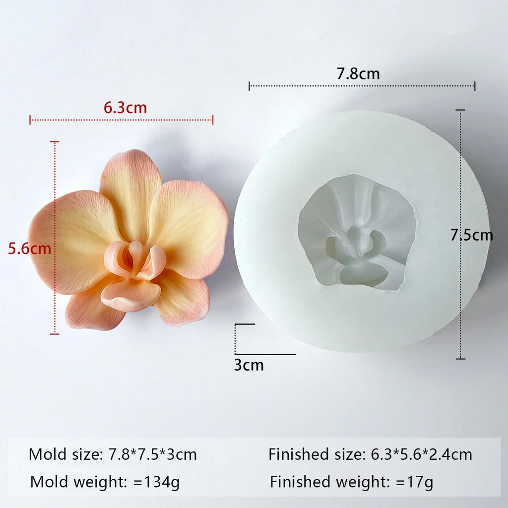 Phalaenopsis Orchid Flower Silicone Mold 3D Petal Candle Mold DIY Aromatherapy Plaster Cement Wax Craft Home Decor Mould