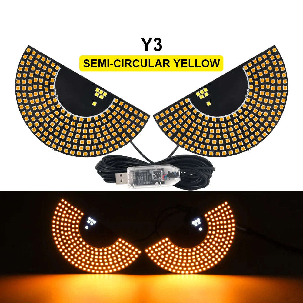 Truck Devil's Eye Light RGB Dynamic Demon Eye Decorative Light Led Display Decor Pixel Panel Windshield USB 5V Multi-Mode Lamp