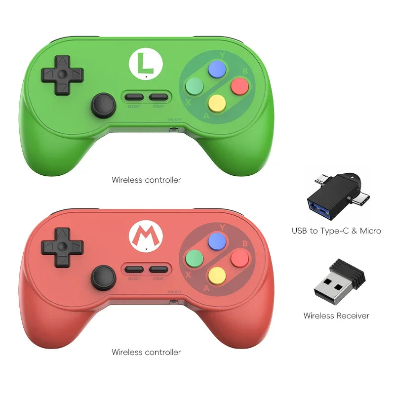 Data Frog PC07 Retro Wireless Gamepad with Dual Receiver, Classic Controller for PC DInput, Android, Arcade Emulators