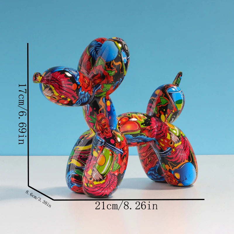Water Transfer Balloon Dog Sculpture Resin Craft Decorative Piece for Bedroom, Living Room, and Study with Trendy Style