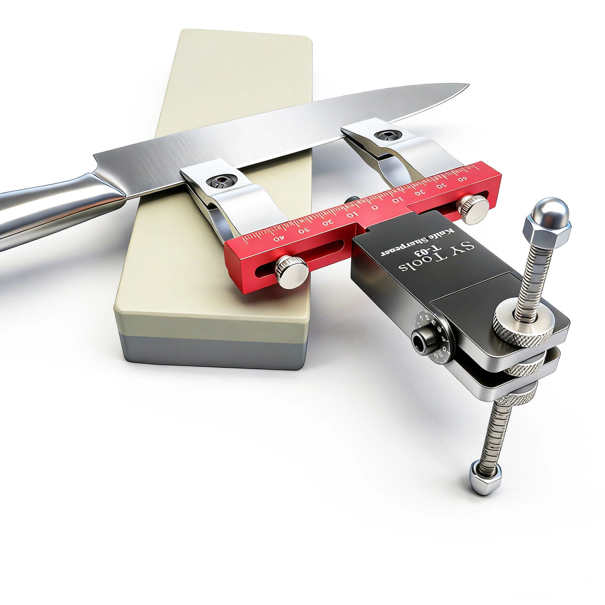 T03 Fixed-Angle Knife Sharpener System with 360° Flip, Laser-Etched Angle Scale, Dual Clamps
