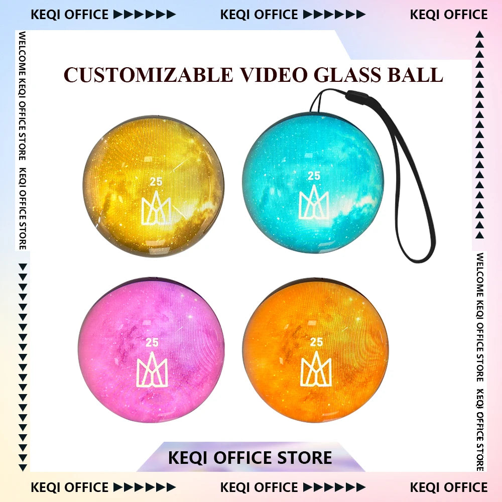 Customizable Video Glass Ball Diy Art Glass Ball Lamp - Spherical Pixel Display, Detachable Video Screen Custom Birthday Gifts