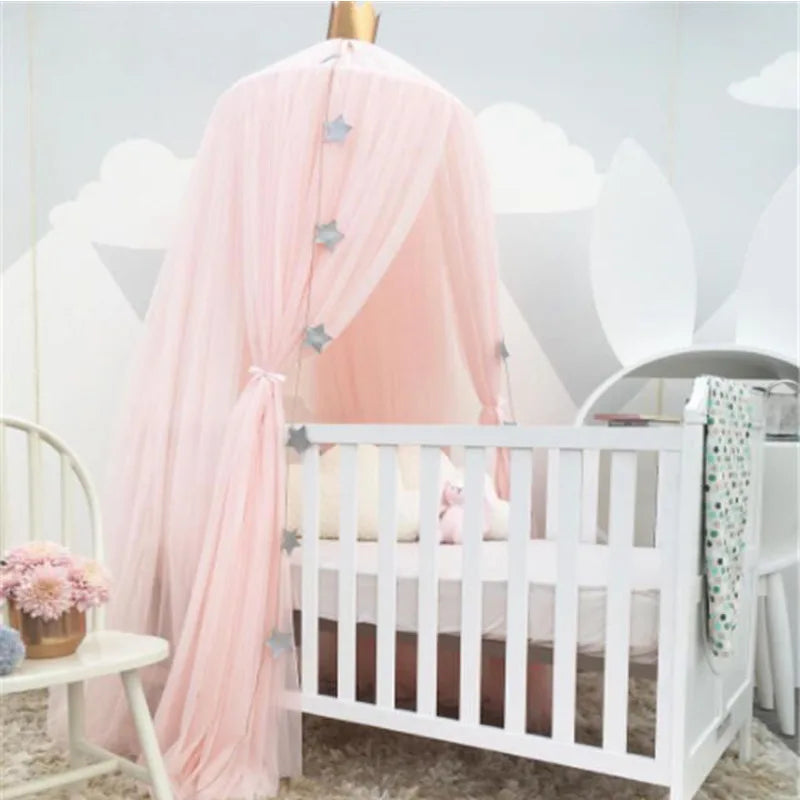 Nordic Princess Crown Dome Tent Mosquito Net 7-layer Mesh Bed Curtain Children's Room Decoration Girl Pink Crib Canopy Beds Kids