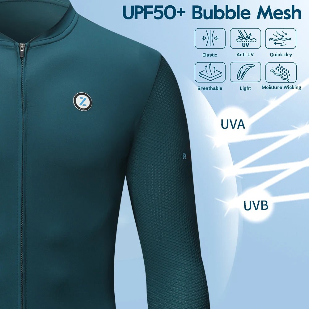 ZRSE Men's Long Sleeve Cycling Jersey UPF 50+ Quick Dry Breathable Slim Fit Shirt