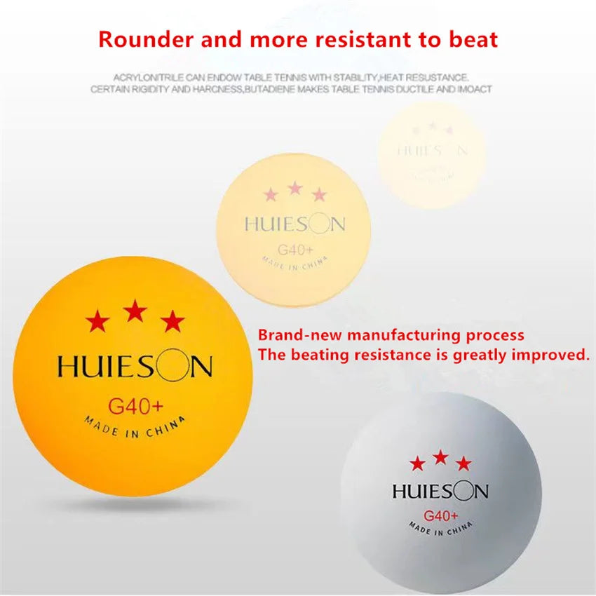 Huieson 3 Star Ping Pong Balls 50~100 PCS ABS 40+ New Material Table Tennis Balls Ping Pong Balls For Competition
