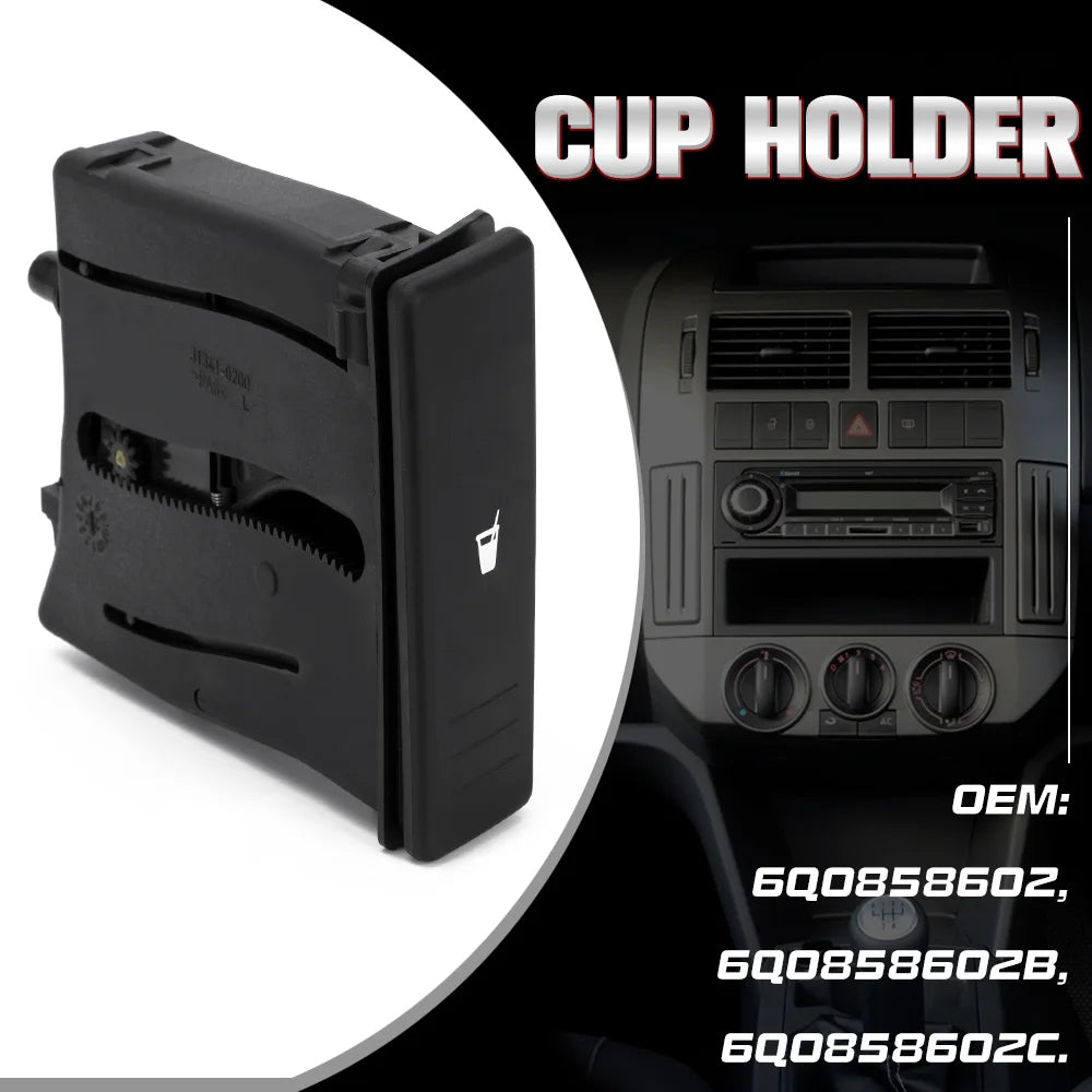 For Polo 9N 2002 2003 2004 2005 2006 2007 2008 2009 2010 Car Center Console Cup Holder 6Q0 858 602 6Q0858602E