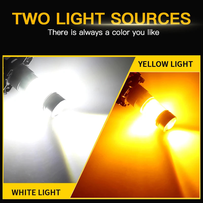 2PCS LED Fog Light PSX24W,2504,12276 5202 H16(EU),PS19W PS24W,5201 White/Amber Front DRL Light Bulbs Lamps Car Light Accessories