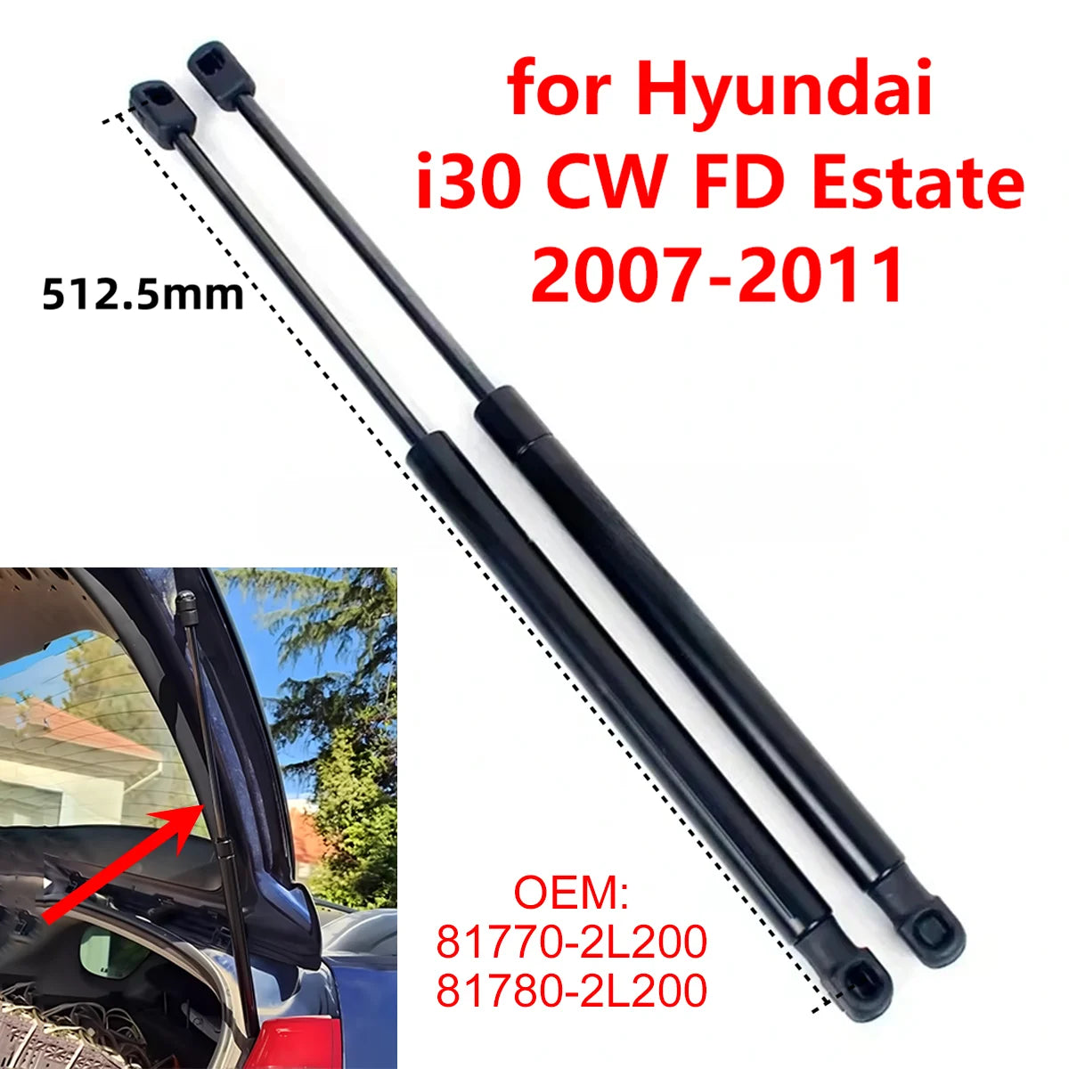 2Pcs 81770-2L200 Car Rear Trunk Boot Tailgate Gas Struts Lift Support Rods for Hyundai i30 CW FD Estate 2007-2011