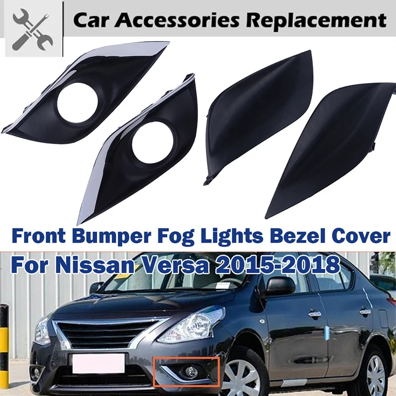 Fog Light Bezel Frame Cover for Nissan Versa 2015-2018, Left/Right/Pair, With/No Lamp Hole
