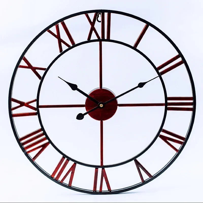 Modern Style 40cm 3D Round Accurate Silent Wall Clocks Roman Numerals Retro Metal Hanging Clock for Living Room 2023 Home Decor