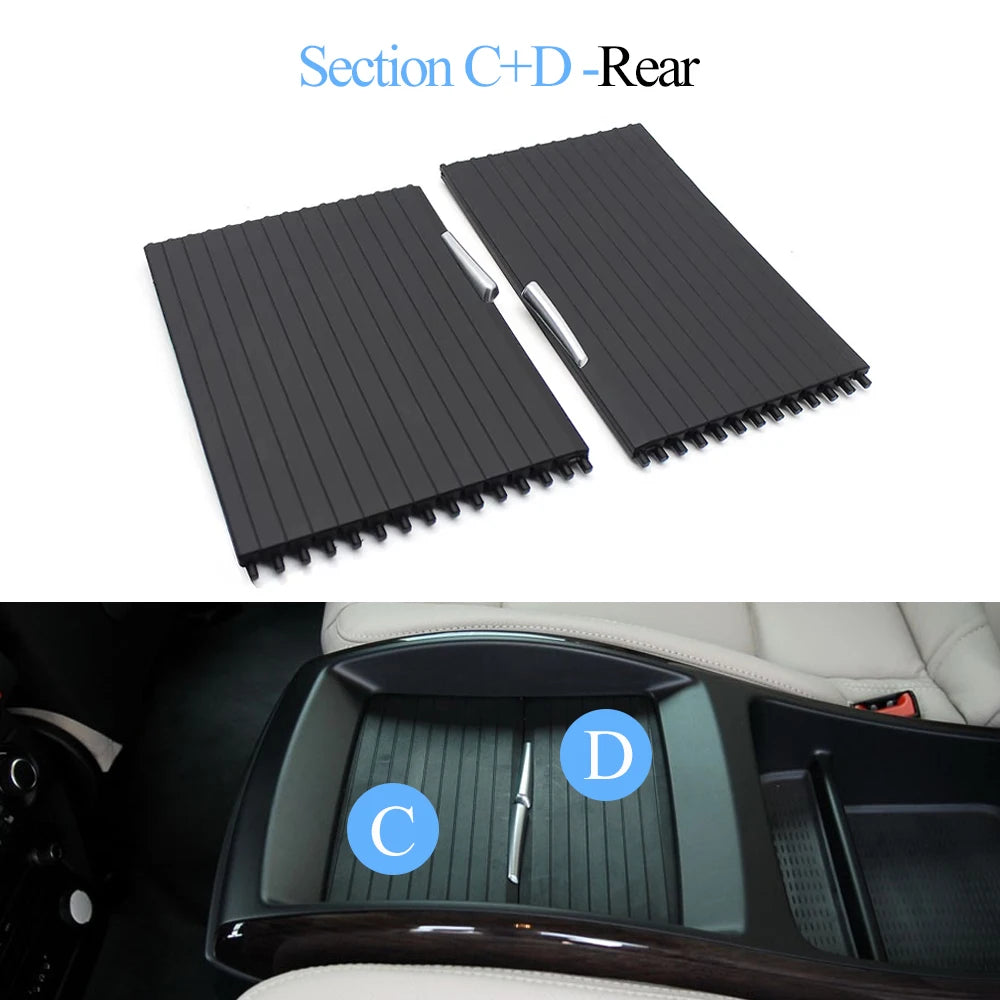 E70 E71 E72 Front Rear Interior Central Drink Water Cup Holder Cover Zipper Roller Blind Curtain For BMW X5 X6 2007-2014