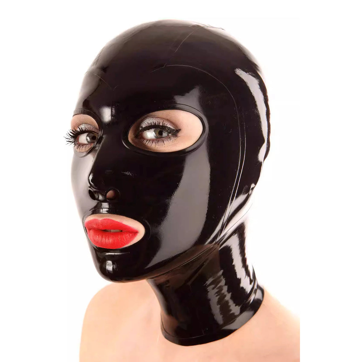 Red Latex Mask Catsuits Bodysuit Hood Cosplay Mask Party Latex Hoods Rubber Hood