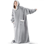 180cm Super Long Flannel Blanket Pyjamas with Sleeves Winter Hoodies Sweatshirt Women Men Pullover Fleece Giant Oversized Outdoo