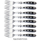 Hotel Stainless Steel Table Knife Fork Spoon Sets Teaspoon Teafork Steak Knife Cutlery Restaurant Serviing Set Black Wood Handle