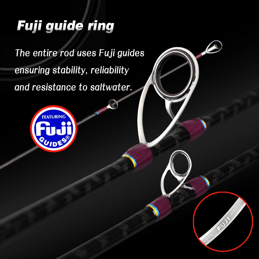 Predator 1.8/1.98m 6.5 feet portable carbon MH power slow jigging rod 3 sections solid tip off shore FUJI rings boat fishing rod