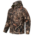 Men's Silent Camouflage Hunting Jacket Soft Shell Outdoor Hiking Fishing Hooded Coat Waterproof Fleece Tactical Jackets