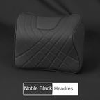 Car Headrest Neck Pillow & Lumbar Support Cushion Set, Leather Cover Memory Foam, Black
