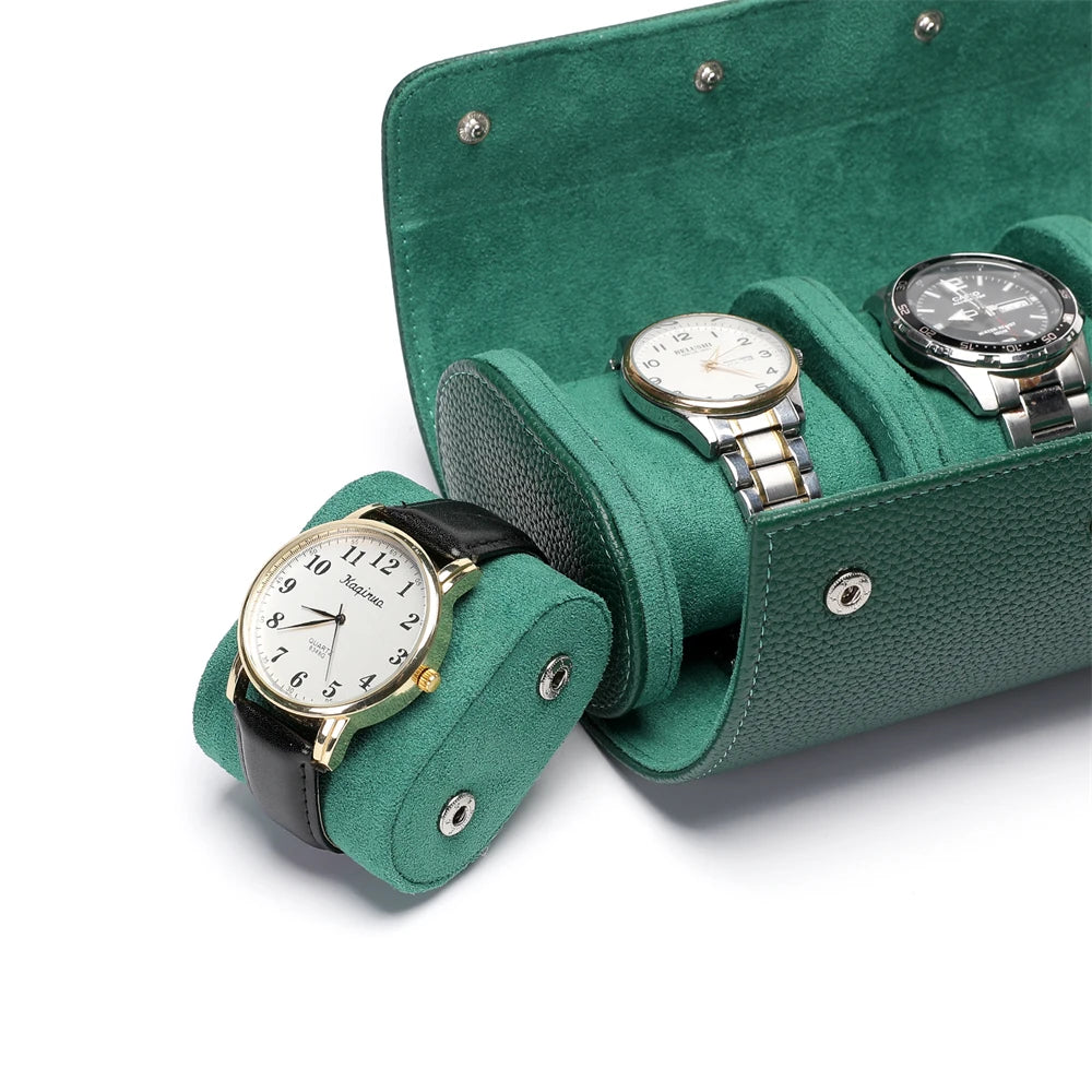 Embers Green Watch Roll 1 2 3 slots Luxury Genuine Watch Storage Box Travel Bag Watch Case Gift Box For Rolex