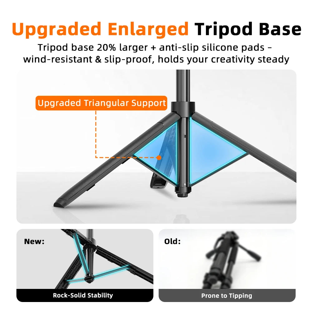 Flymile Magnetic Tripod Selfie Stick for DJI Osmo Action 6, Quick Release Base, 140cm